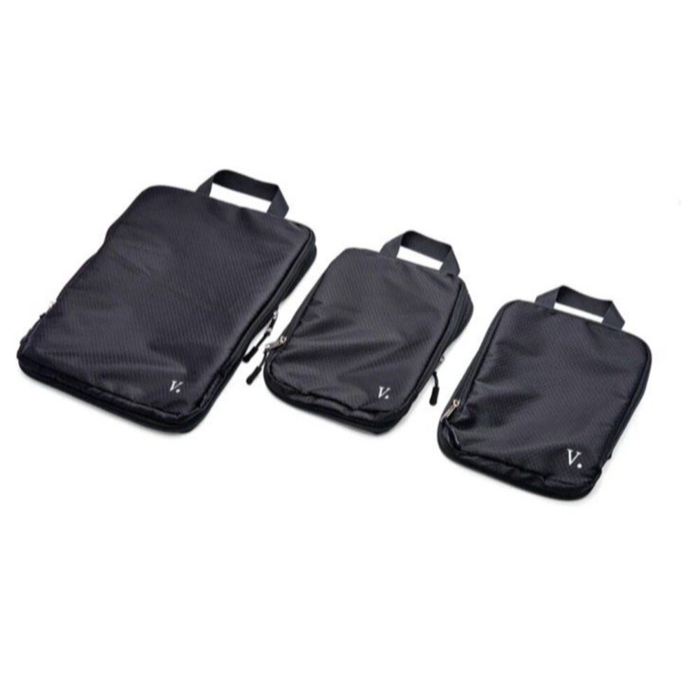 Verdict Packing Cubes Set 3 Travel Organizer Bags Who Let The Air Out Black NEW - Picture 2 of 10